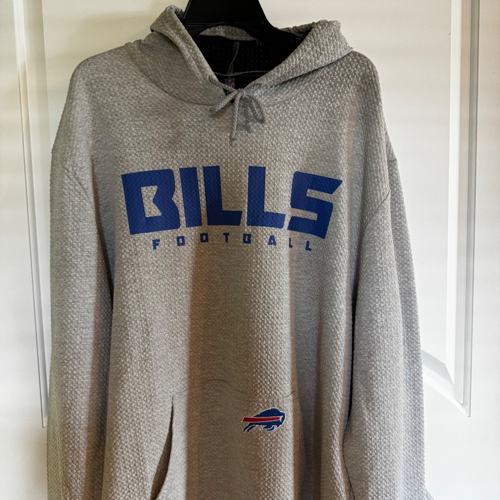 NFL Team Apparel Hoodie Mens XL Gray Buffalo Bills Football Textured Pullover